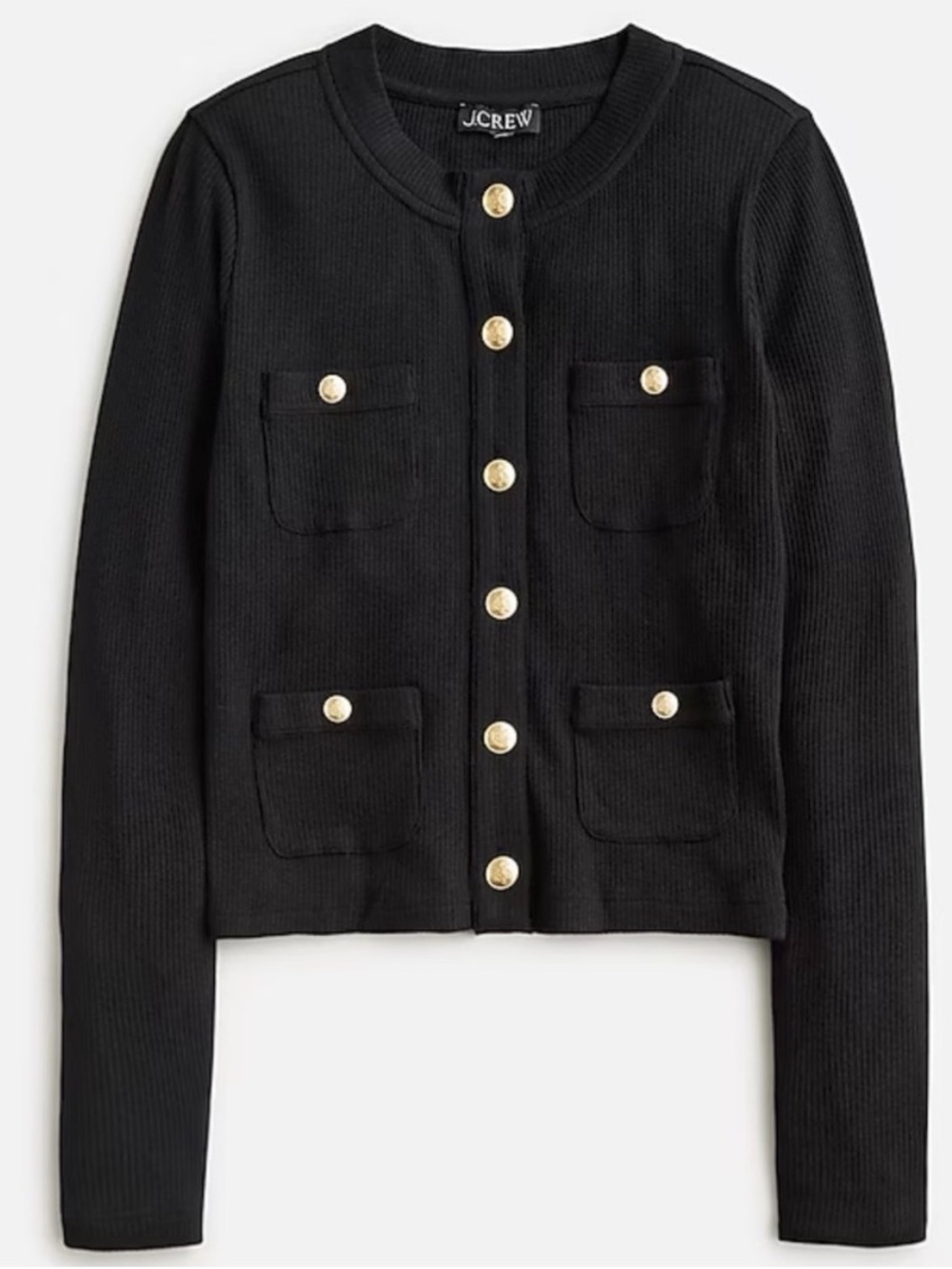 J.Crew Vintage Rib Lady Jacket Black Gold Button NWT Size XS